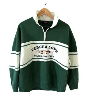 Cider Forest Green and Cream Zip-Up Jacket
